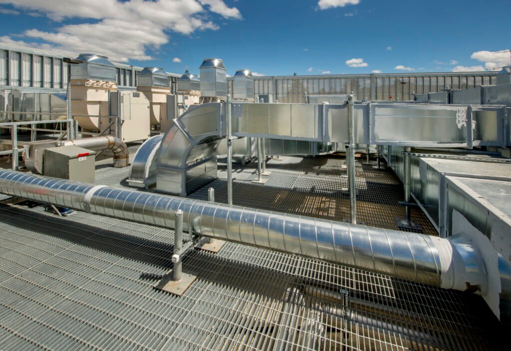 Ventilation ducts on a membrane roof